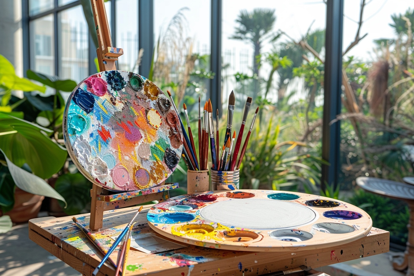 Vue panoramique d'un salon spacieux dans une maison ouverte avec un équilibre harmonieux de couleurs de peinture